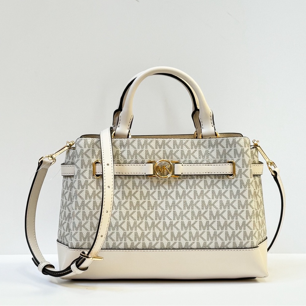 Michael Kors Reed Small Satchel Shoulder Crossbody Bag MK Light Cream
